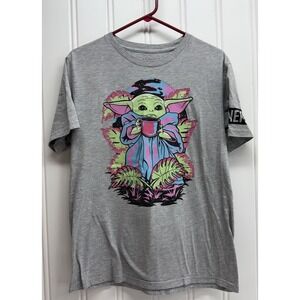 Star Wars Mens Mens Large Neff Baby Yoda Grogu Mug Tee Gray‎ Graphic T-Shirt